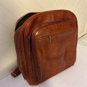 Leather laptop back pack